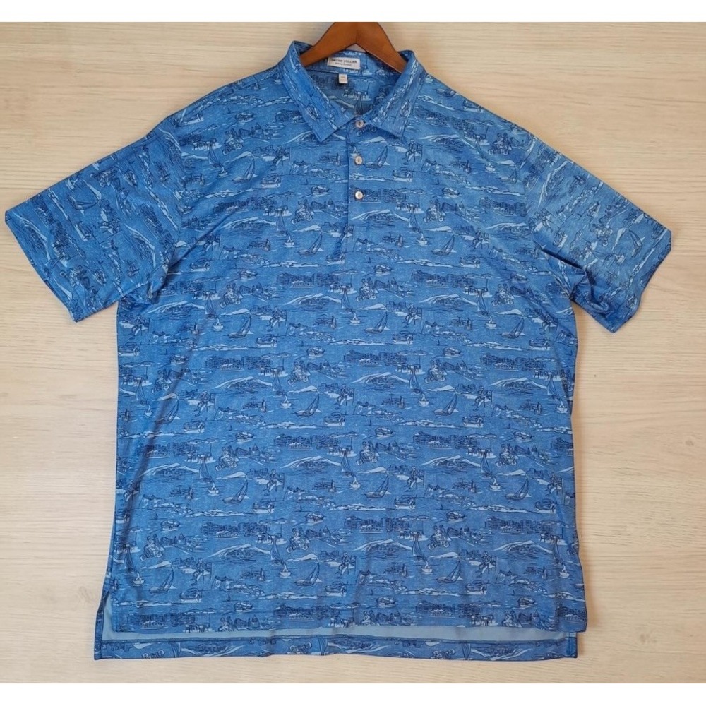 Peter Millar Summer Comfort Italian Escape Mens XXL Golf Performance Polo Shirt